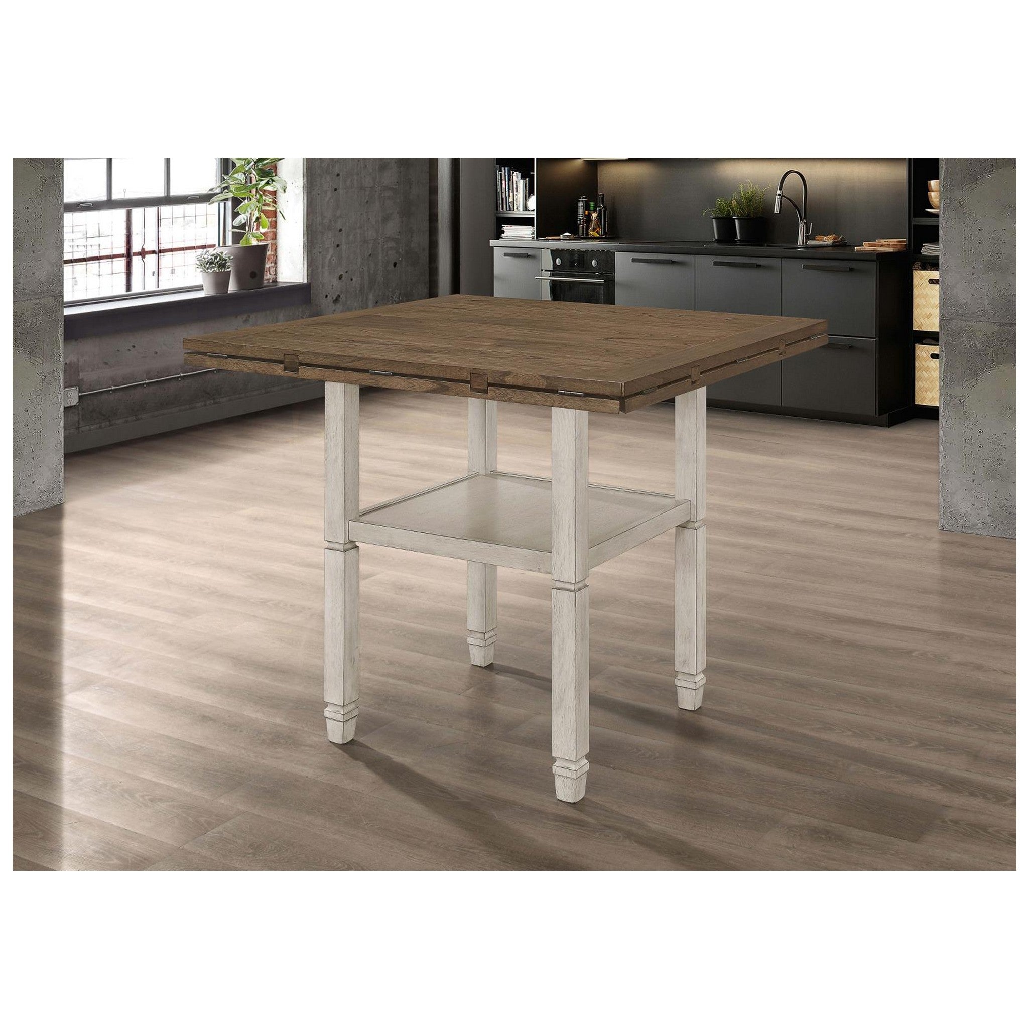 Sarasota Counter Height Table with Shelf Storage Nutmeg and Rustic Cream 192818