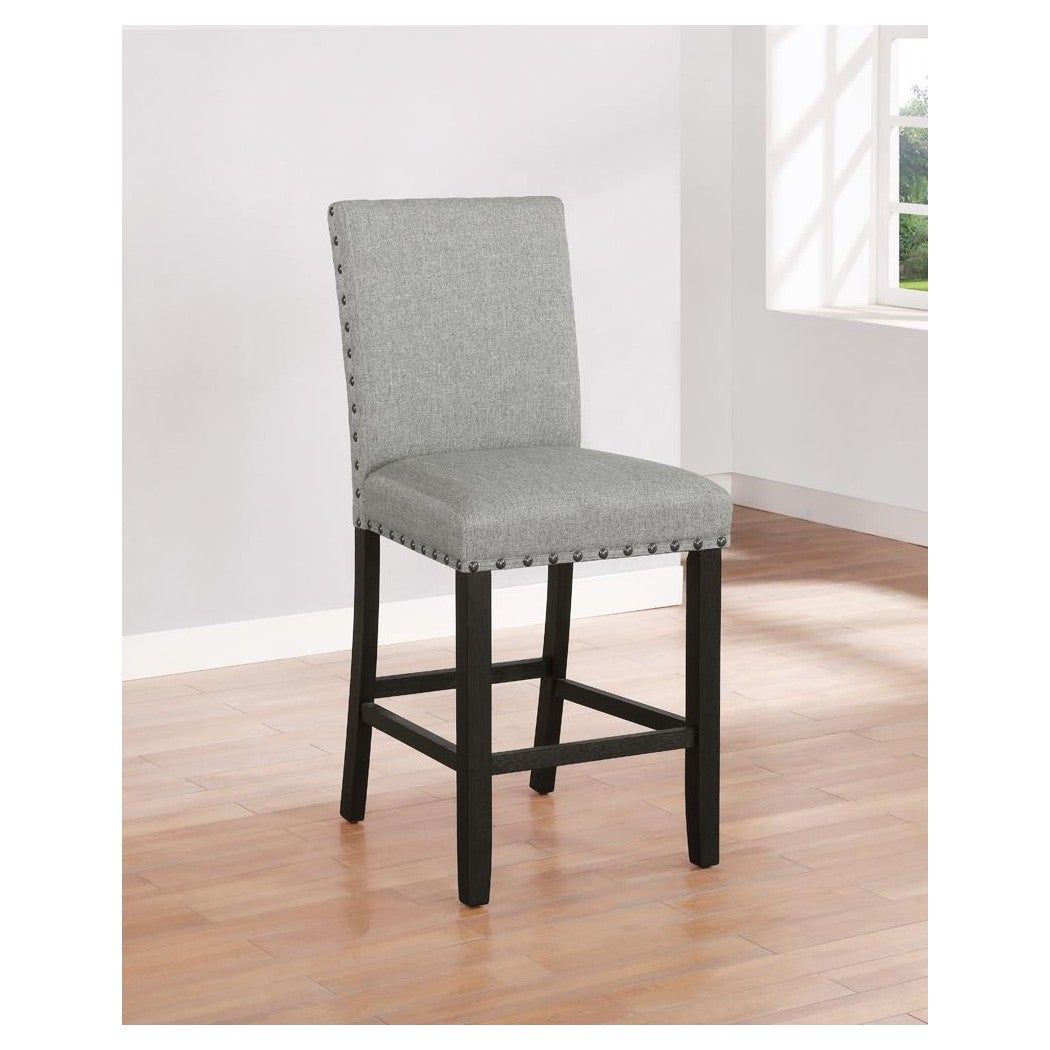 Kentfield Solid Back Upholstered Counter Height Stools Grey and Antique Noir (Set of 2) 193128