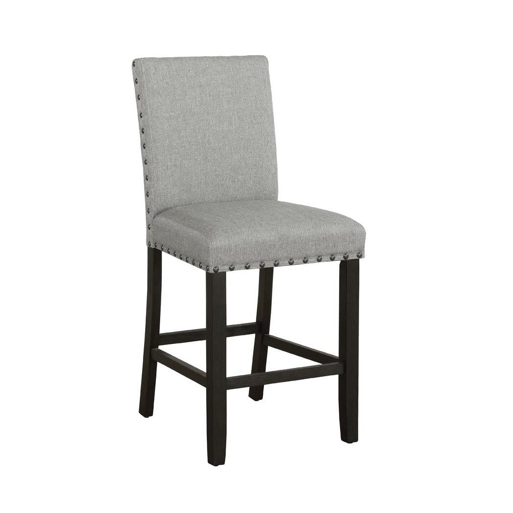 Kentfield Solid Back Upholstered Counter Height Stools Grey and Antique Noir (Set of 2) 193128