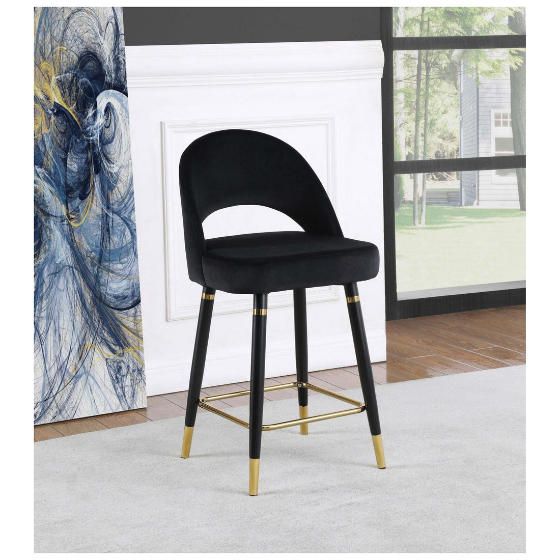 Reyes Arched Back Upholstered Counter Height Stools Black (Set of 2) 193569