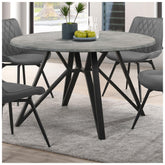Neil Round Wood Top Dining Table Concrete and Black 193801