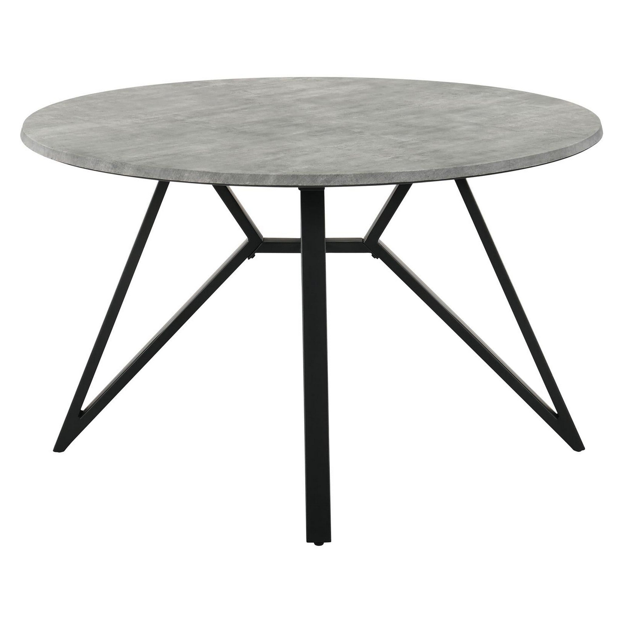 Neil Round Wood Top Dining Table Concrete and Black 193801