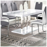 Brooklyn Rectangular Dining Table White High Gloss and Chrome 193811