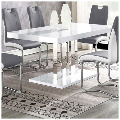 Brooklyn Rectangular Dining Table White High Gloss and Chrome 193811