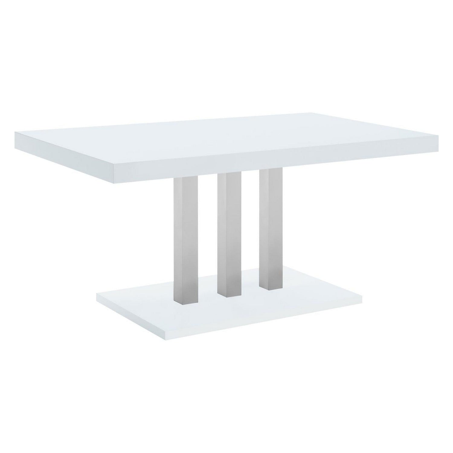 Brooklyn Rectangular Dining Table White High Gloss and Chrome 193811