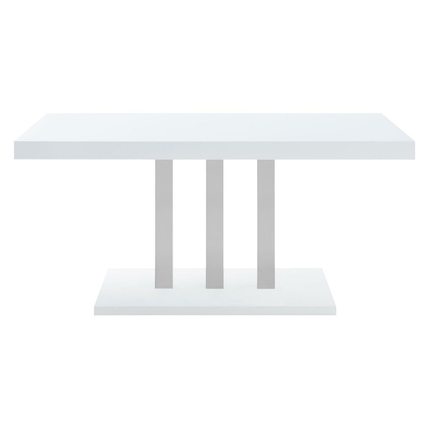Brooklyn Rectangular Dining Table White High Gloss and Chrome 193811