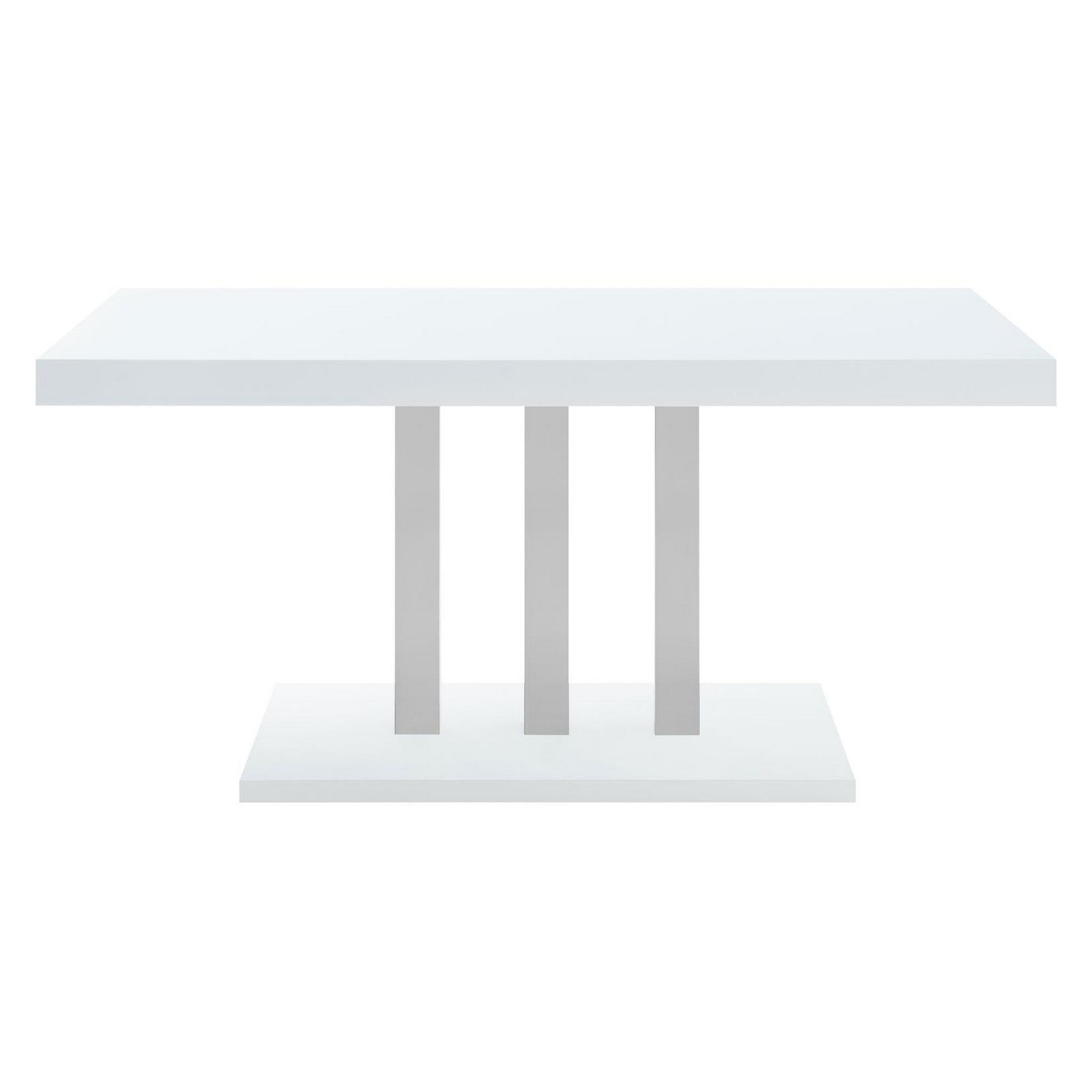 Brooklyn Rectangular Dining Table White High Gloss and Chrome 193811