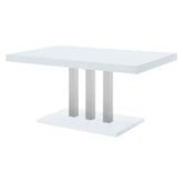 Brooklyn Rectangular Dining Table White High Gloss and Chrome 193811