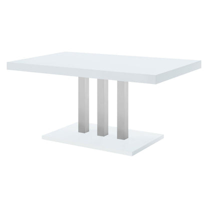 Brooklyn Rectangular Dining Table White High Gloss and Chrome 193811