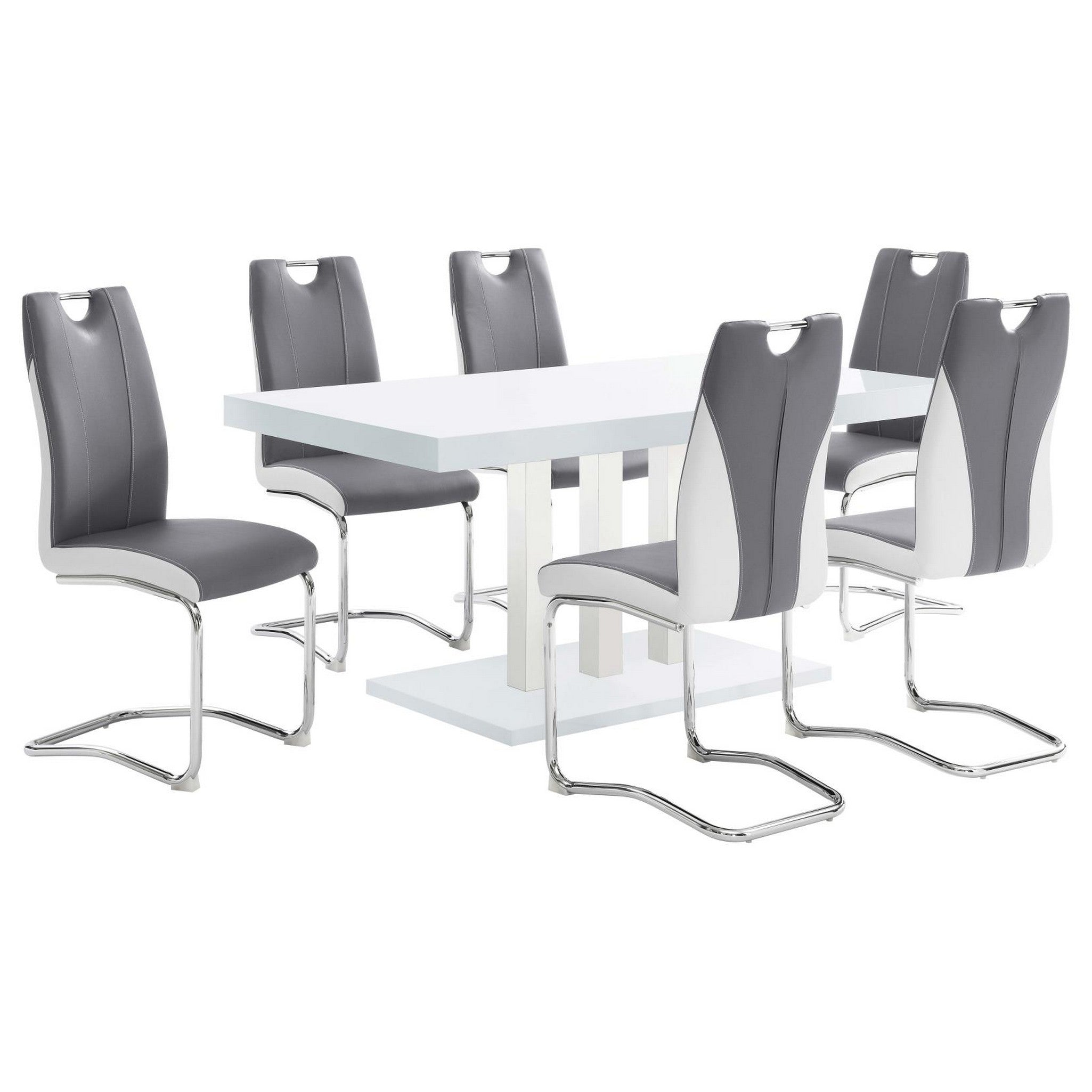 Brooklyn Rectangular Dining Table White High Gloss and Chrome 193811