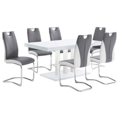 Brooklyn Rectangular Dining Table White High Gloss and Chrome 193811