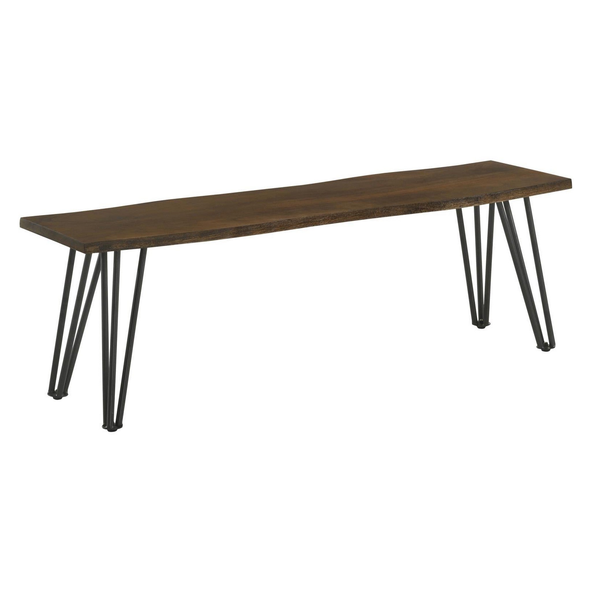 Coaster Topeka Live Edge Dining Bench Mango Cocoa And Gunmetal