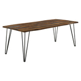 Neve Live-edge Dining Table with Hairpin Legs Sheesham Grey and Gunmetal 193861