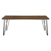 Neve Live-edge Dining Table with Hairpin Legs Sheesham Grey and Gunmetal 193861