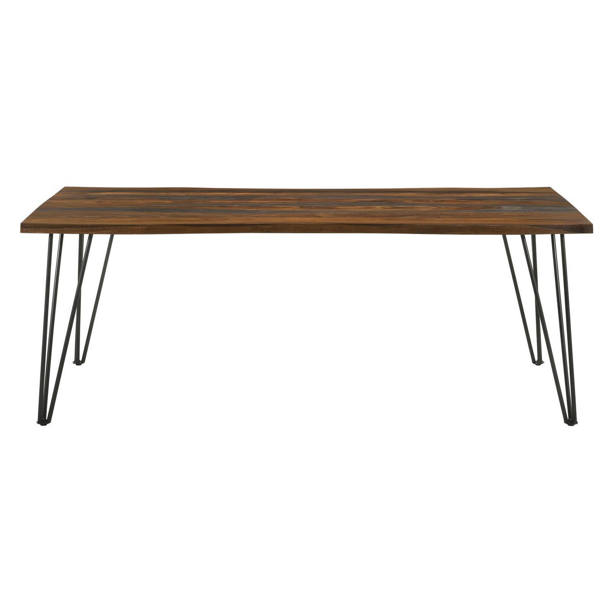 Neve Live-edge Dining Table with Hairpin Legs Sheesham Grey and Gunmetal 193861