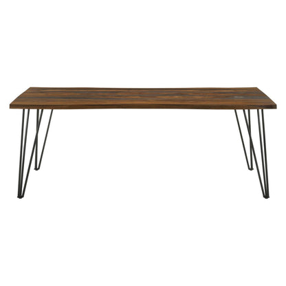 Neve Live-edge Dining Table with Hairpin Legs Sheesham Grey and Gunmetal 193861