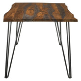 Neve Live-edge Dining Table with Hairpin Legs Sheesham Grey and Gunmetal 193861