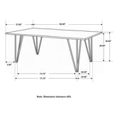 Neve Live-edge Dining Table with Hairpin Legs Sheesham Grey and Gunmetal 193861
