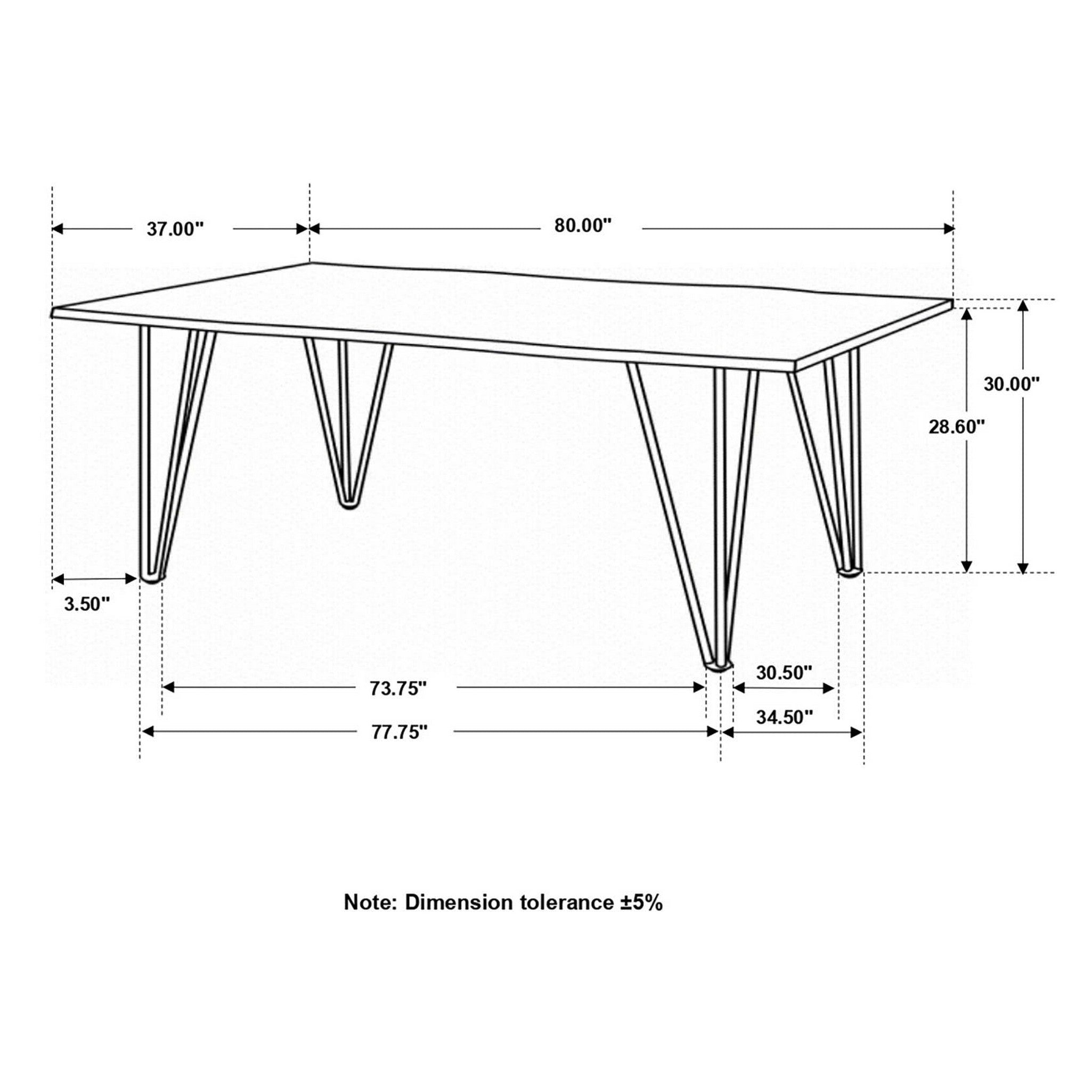 Neve Live-edge Dining Table with Hairpin Legs Sheesham Grey and Gunmetal 193861