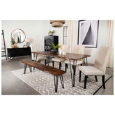 Neve Live-edge Dining Table with Hairpin Legs Sheesham Grey and Gunmetal 193861