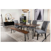 Neve Live-edge Dining Table with Hairpin Legs Sheesham Grey and Gunmetal 193861