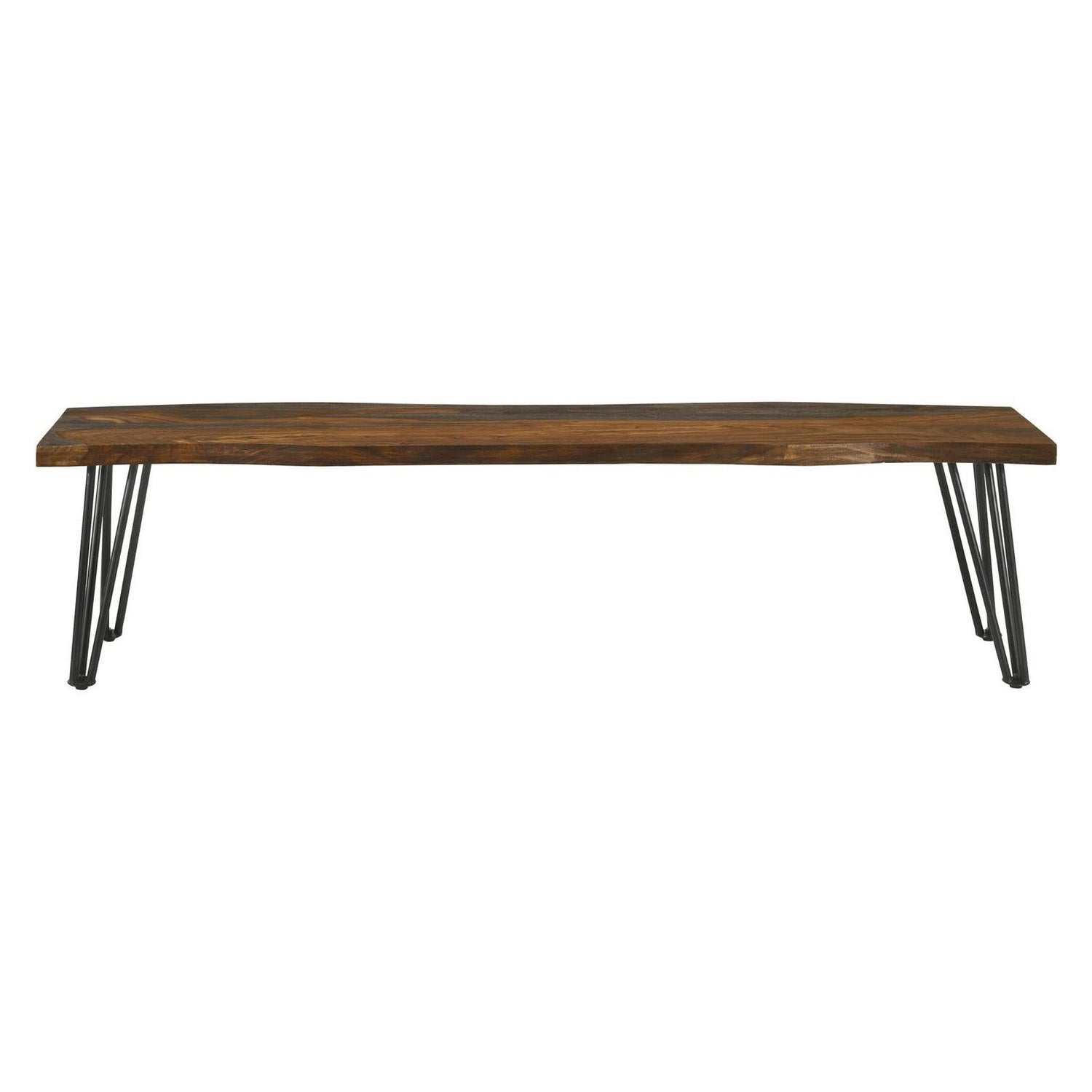 Neve Live-edge Dining Bench with Hairpin Legs Sheesham Grey and Gunmetal 193863