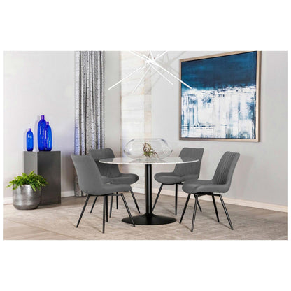Bartole Round Dining Table White and Matte Black 108020