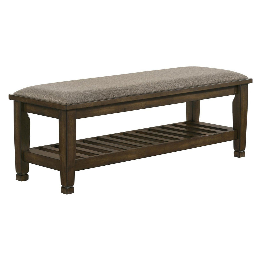 Franco Bench with Lower Shelf Beige and Burnished Oak 200977