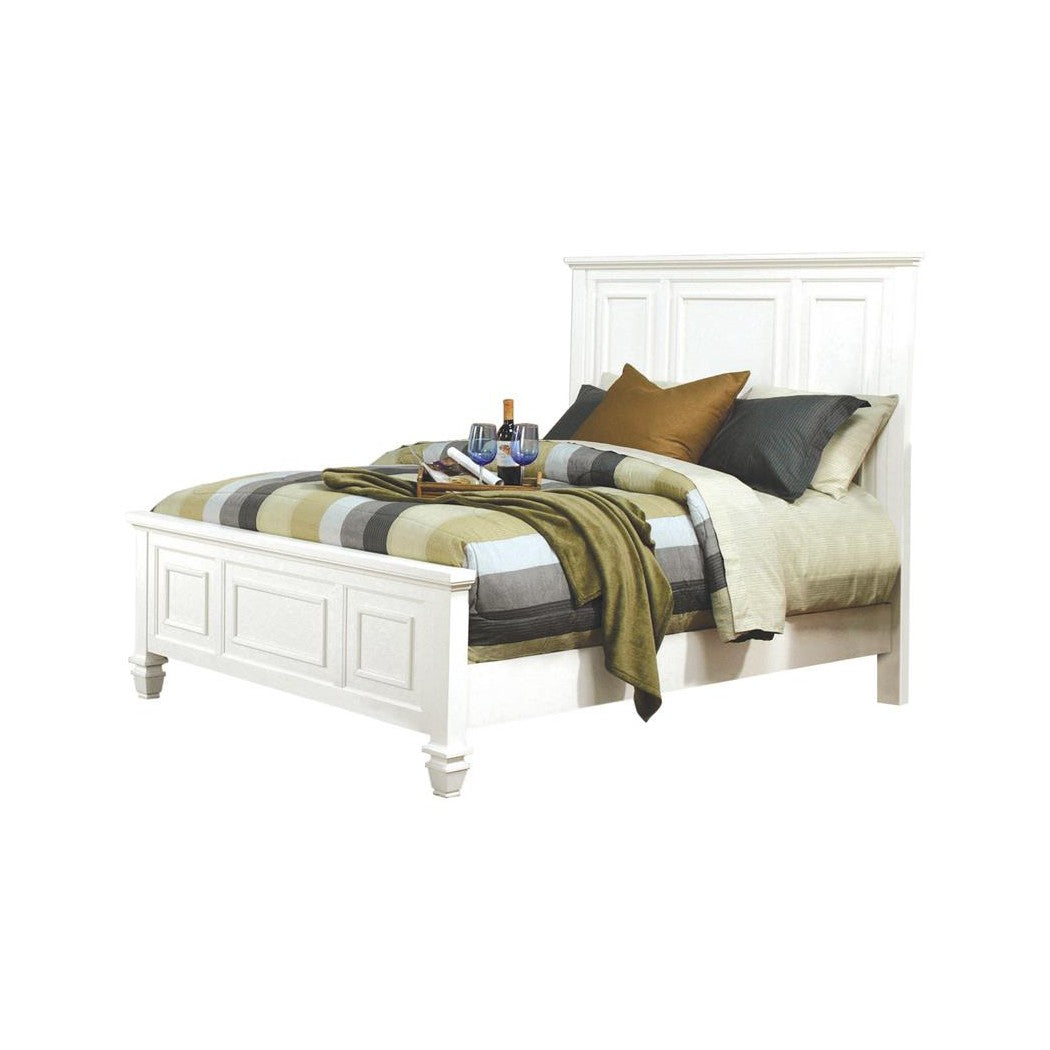 Sandy Beach Queen Panel Bed with High Headboard White 201301Q