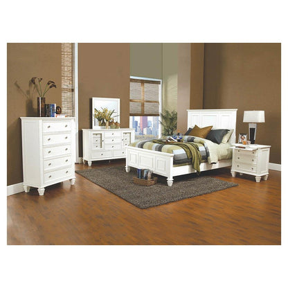 Sandy Beach Queen Panel Bed with High Headboard White 201301Q