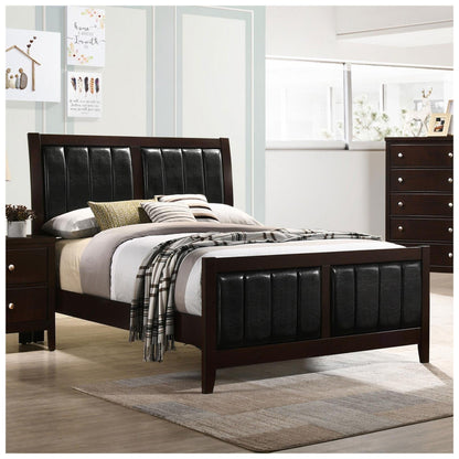 Carlton Full Upholstered Panel Bed Cappuccino and Black 202091F
