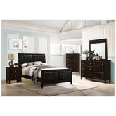 Carlton Full Upholstered Panel Bed Cappuccino and Black 202091F