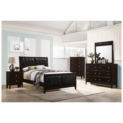 Carlton Full Upholstered Panel Bed Cappuccino and Black 202091F