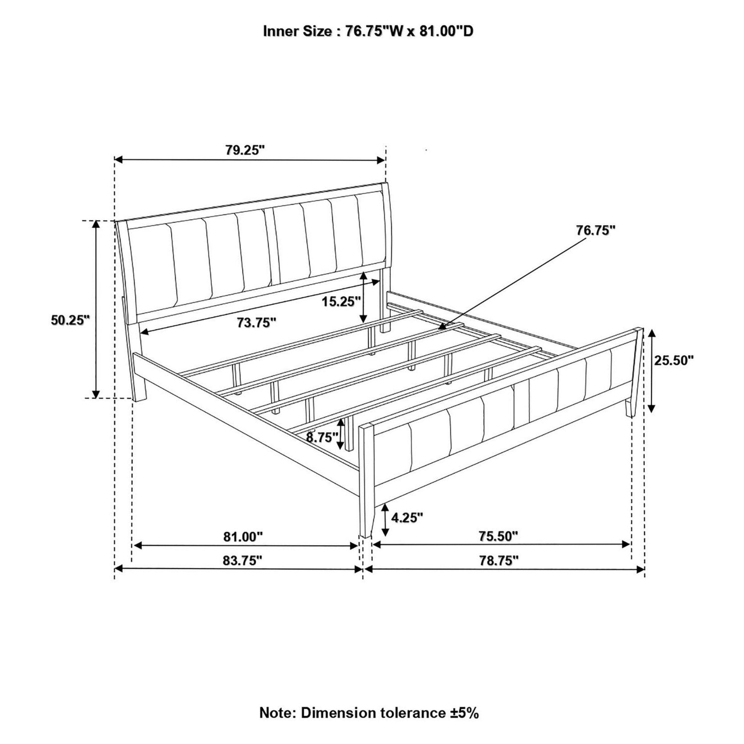 Carlton Eastern King Upholstered Bed Cappuccino and Black 202091KE