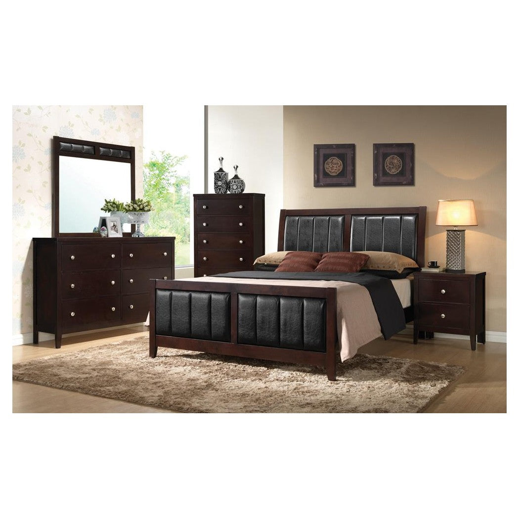 Carlton Eastern King Upholstered Bed Cappuccino and Black 202091KE