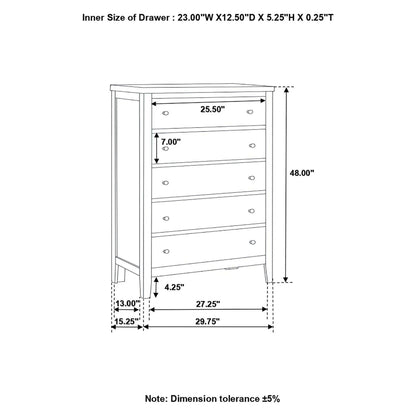 Carlton 5-drawer Rectangular Chest Cappuccino 202095