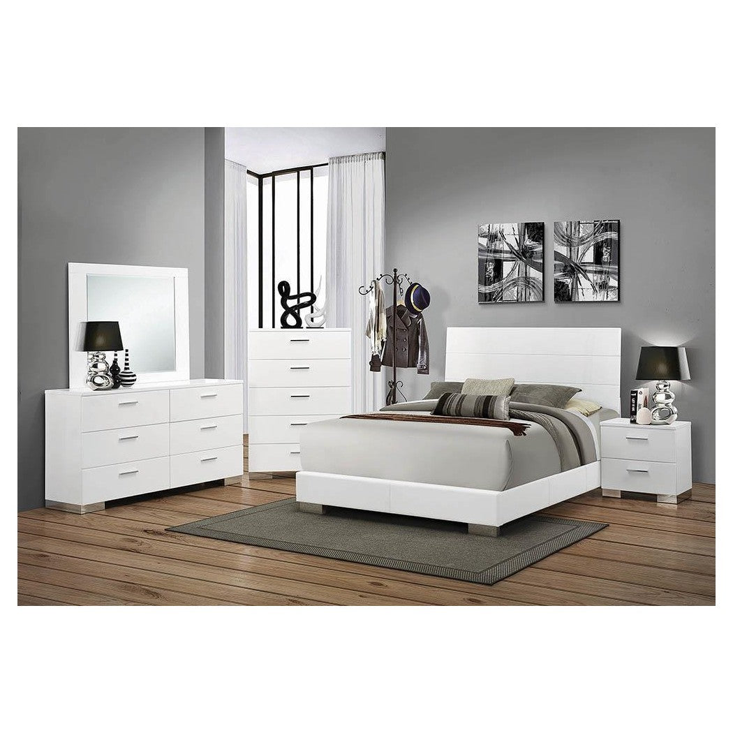 Felicity Eastern King Panel Bed Glossy White 203501KE