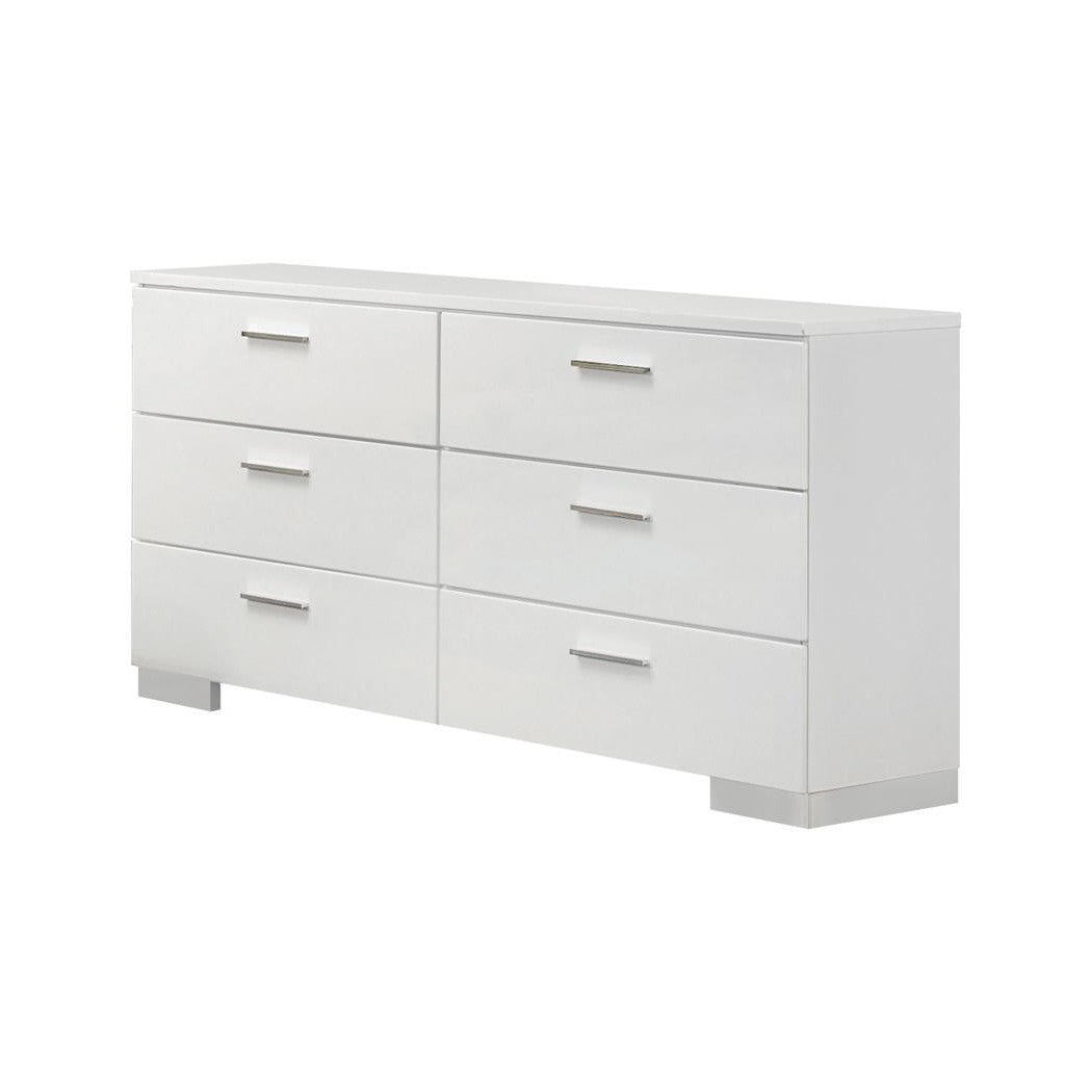 Felicity 6-drawer Dresser Glossy White 203503