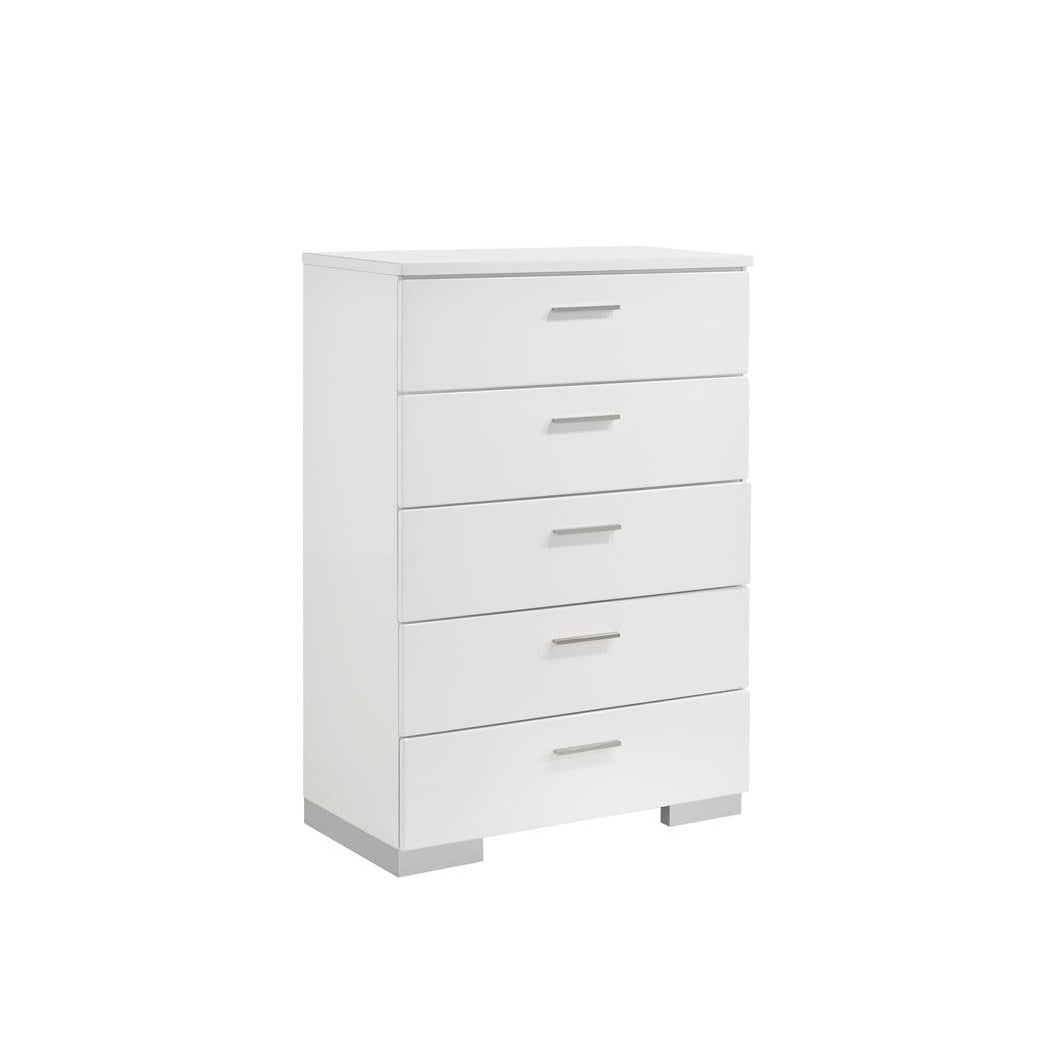 Felicity 5-drawer Chest Glossy White 203505