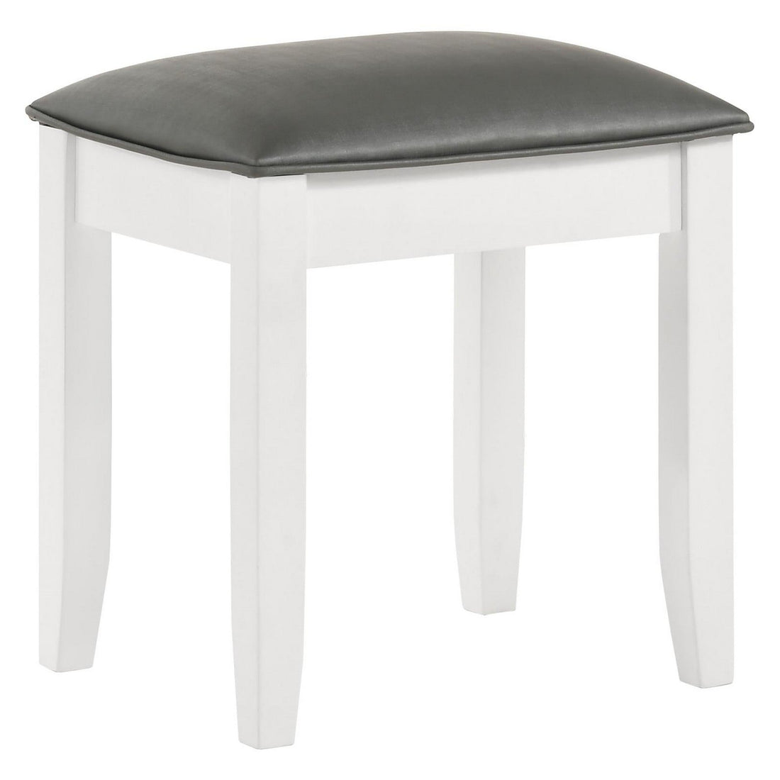 Felicity Upholstered Vanity Stool Metallic and Glossy White 203507STL