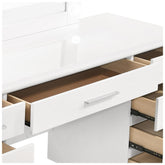 Felicity 9-drawer Vanity Desk with Lighted Mirror Glossy White 203507