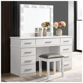 Felicity 9-drawer Vanity Desk with Lighted Mirror Glossy White 203507