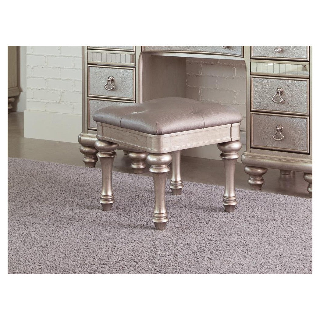 Bling Game Upholstered Vanity Stool Metallic Platinum 204189