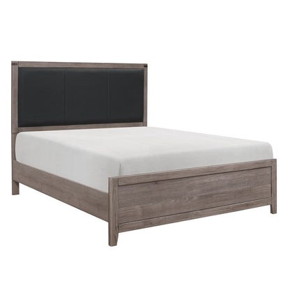 (2) QUEEN BED, MELAMINE, BRW GRY/BLK 2042-1*