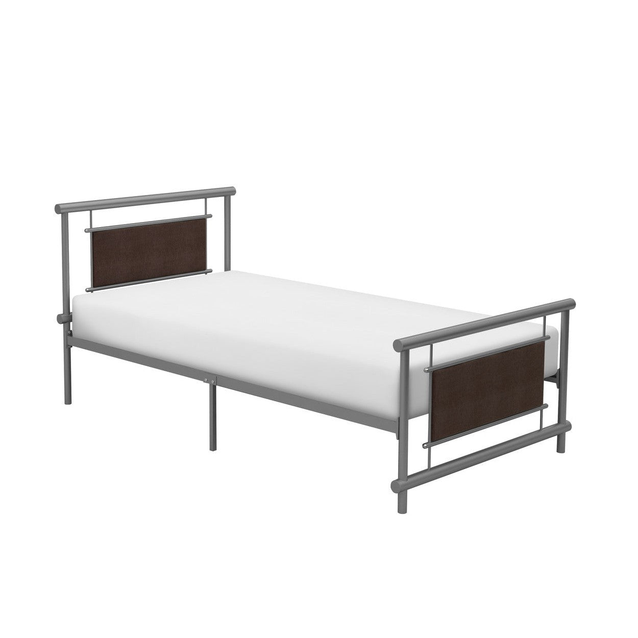 TWIN METAL PLFM BED, SILVER 2049T-1
