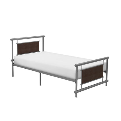 TWIN METAL PLFM BED, SILVER 2049T-1