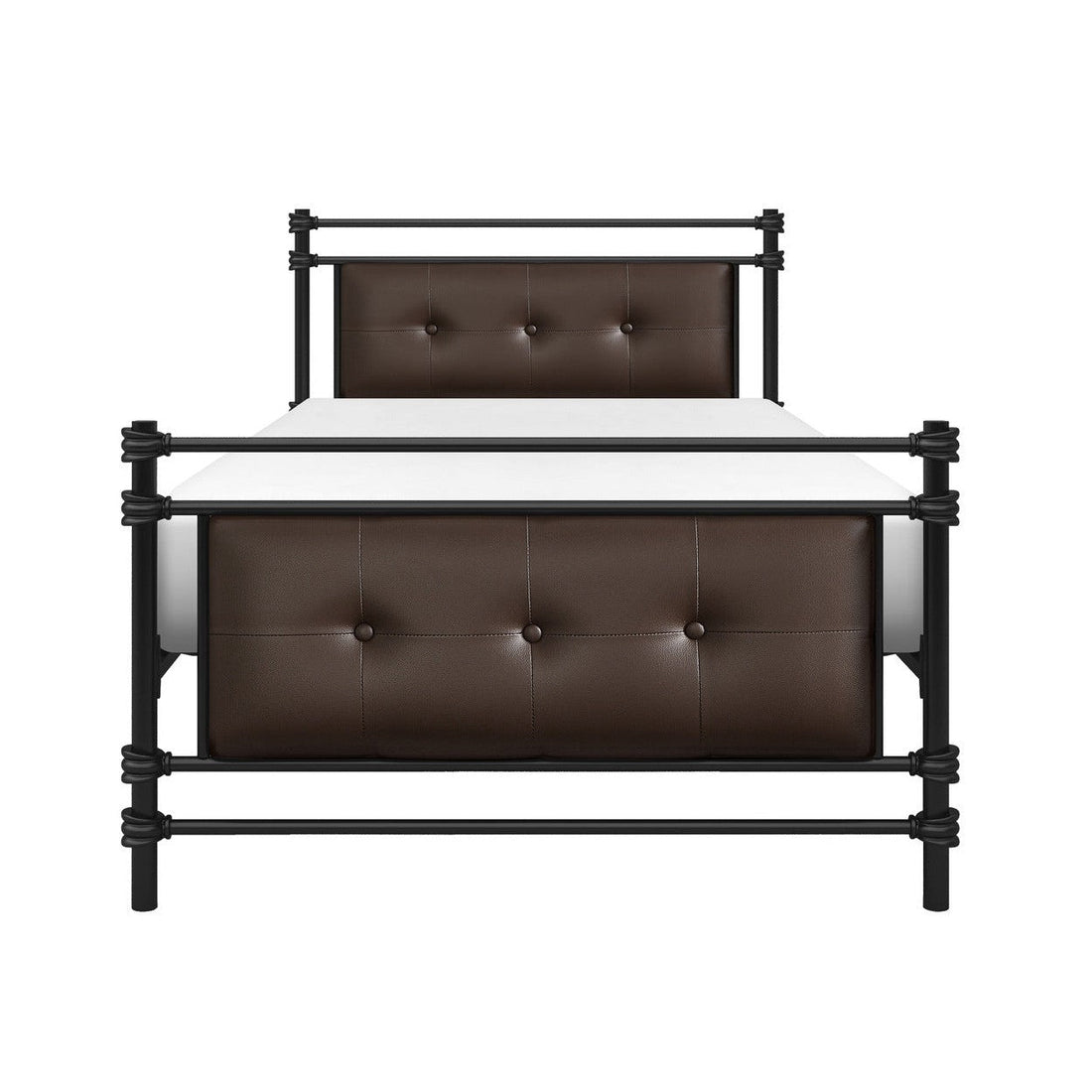 TWIN METAL PLFM BED, UPHL HB/FB 2050T-1