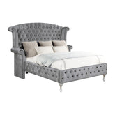 Deanna Upholstered Tufted Bedroom Set Grey 205101KE-S4