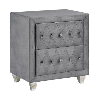 Deanna Upholstered Tufted Bedroom Set Grey 205101KE-S4