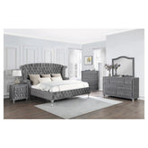 Deanna Upholstered Tufted Bedroom Set Grey 205101KE-S4